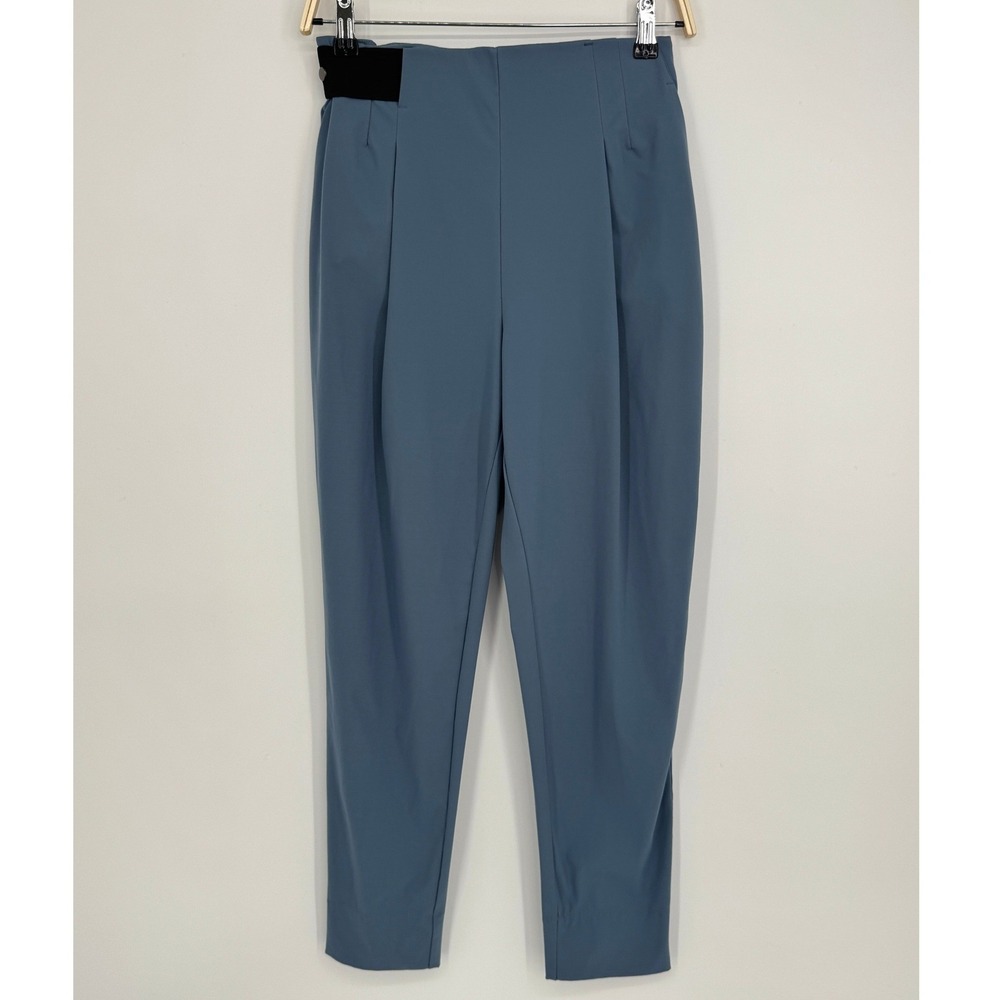 ADAY Turn It Up Pants Size Small Lake Blue High Waist Tapered Pleated Workwear